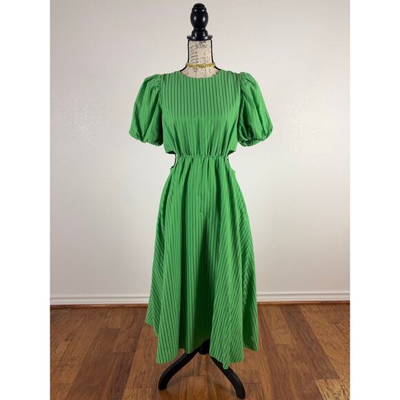 B1 English Factory Stripe Cutout Midi Dress M Romantic Cottagecore Picnic - Picture 2 of 7